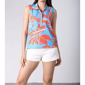 NEW MAUDE VIVANTE sky top in coral floral